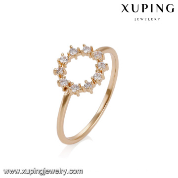 14855 Fashionable girl's jewelry China factory director Korean style circle shape gemstone gold ring